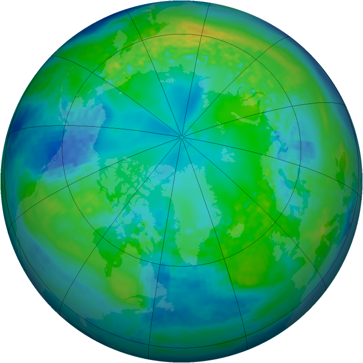Arctic ozone map for 30 October 2003